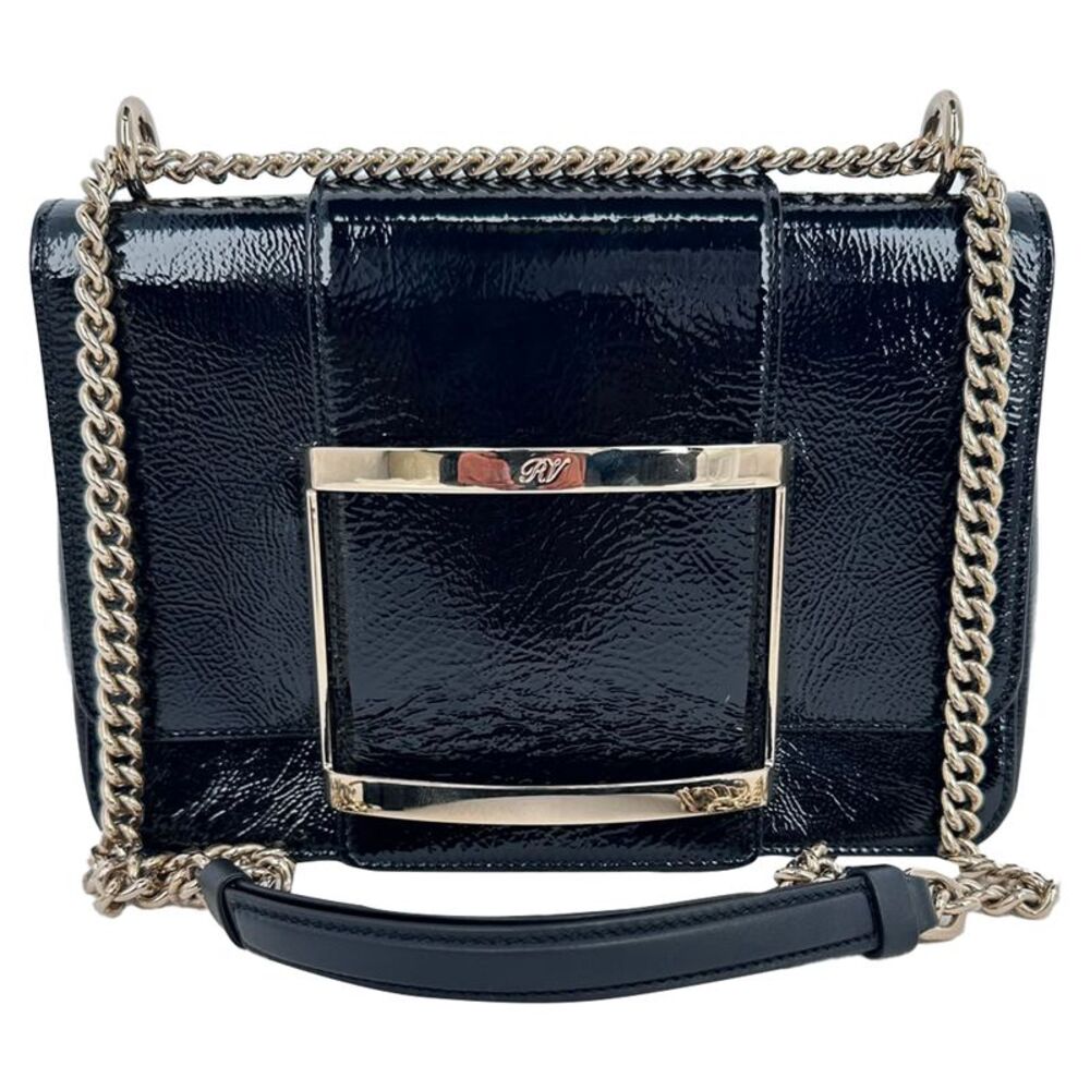 Roger Vivier Tres Vivier Mini Chain Shoulder Bag in Black Leather
